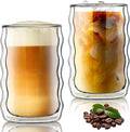 Joeyan 14.5oz Double Wall Glass Tumbler, Wave Shape Insulated Thermal Glass Cups by JoeyanHousehold