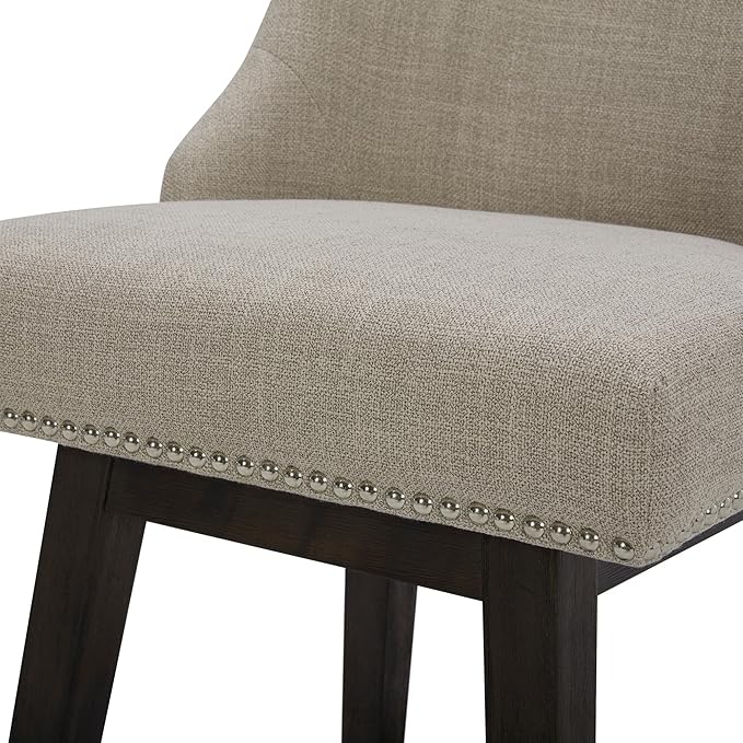 CHITA Counter Height Swivel Bar Stools Set of 4, FSC Certified Upholstered Counter Stools, Modern Swivel Barstools with Wood Legs for Kitchen Island, 26" Seat Height, Fabric in Tan