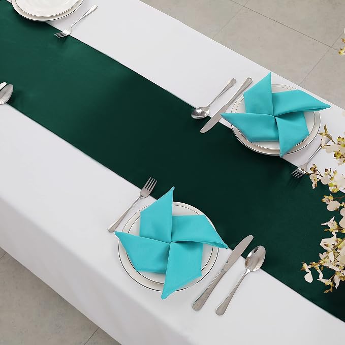 Horbaunal 2 Pack Forest Green Satin Table Runner 12 x 108 Inch | Smooth Table - Image 4