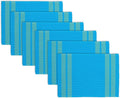 Encasa XO Dining Placemat Set of 6 | Ladder Turq Blue Color | Fine Ribbed Cotton Table mat | Size 18x13 in | Machine Washable