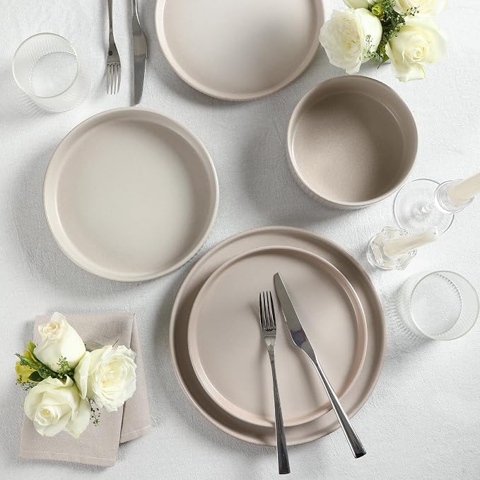 Stone Lain Haven Modern Stoneware 4 Piece Dinner Plates Sets, Dish Set - Image 4