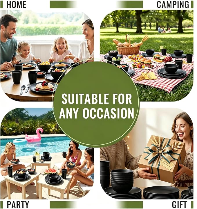 Kitchen Wheat Straw Dinnerware Set 40 PCS Dishes Sets - Image 8
