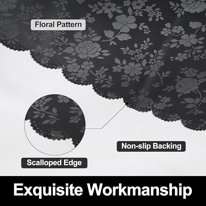 Smiry Round Table Cloth, Waterproof Heavy Duty Vinyl Tablecloths, Wipeable Washable Table Cover for Kitchen and Dining Room (Black, 60" Round)