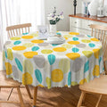 Laeacco 54 Inch Geometric Round Tablecloth Colorful Abstract Oval Leaf Pattern Modern Art Print Table Cloth Washable Waterproof Wrinkle Free Table Cover for Kitchen Dining Picnic Party Decoration