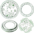 60Pcs Sage Green Floral Plates and Napkins Party Supply, Serves 20 | Disposable by BORAENDEY