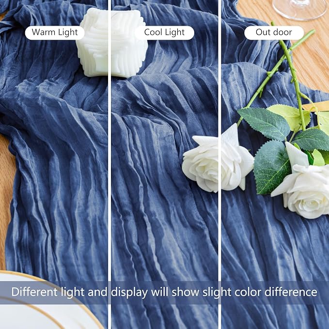 Cheesecloth Table Runner 10FT 4Pcs Blue Boho Gauze Sheer Runners | Cheese Cloth - Image 8