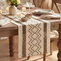 Artoid Mode Coffee Stripe Diamond Woven Table Runner 12x72 Inch | Holiday by ArtoidMode