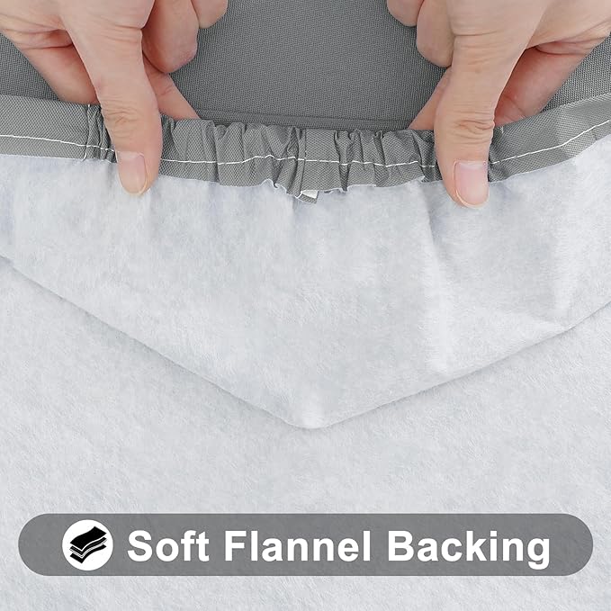 Smiry Rectangle Tablecloth, Elastic Fitted Flannel Backed Vinyl Tablecloths for 4ft Folding Tables, Waterproof Wipeable Table Covers for Indoor, Outdoor, Picnic and Camping (Grey, 30"x48")