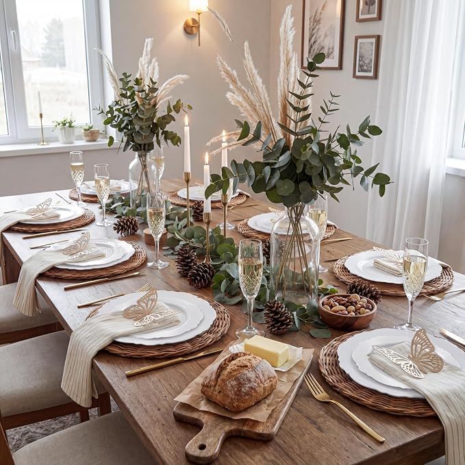 60pcs White Plastic Plates -10.25inch Baroque White Disposable Dinner Plates - Image 8