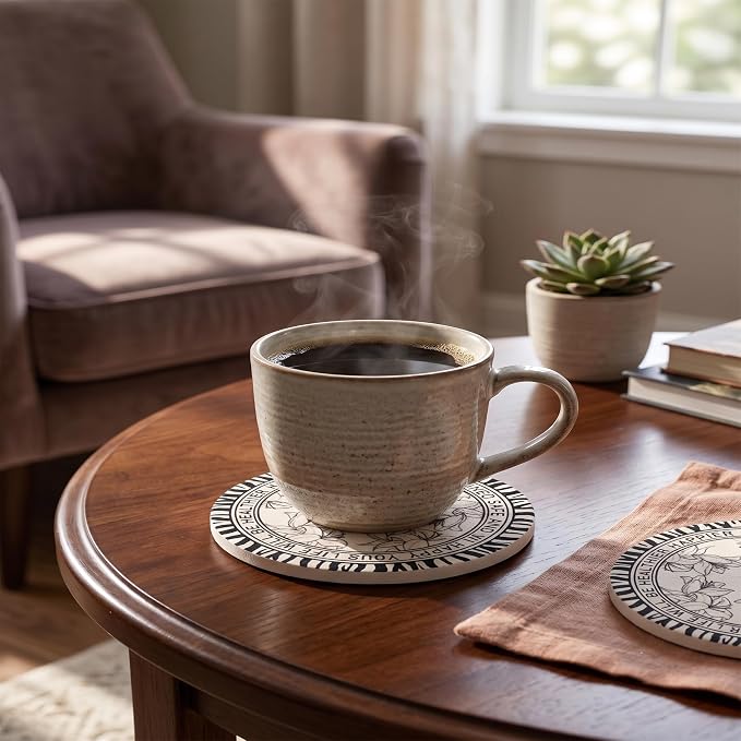 Drink Coasters for Living Room, Modern Zebra Stripe & Lily Floral Coasters - Image 5
