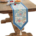 Patdrea Designer Vintage French Linen Table Runner, Elegant Blue Floral Pattern by patdrea