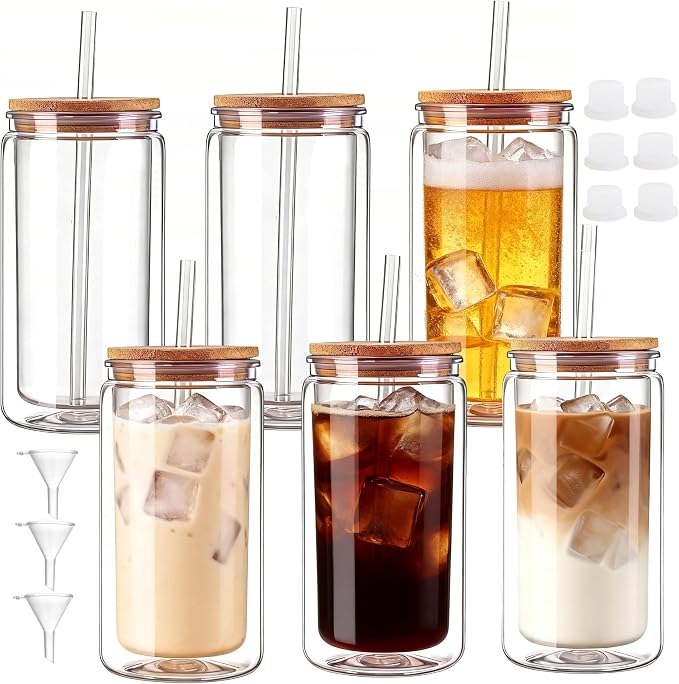 6 Pack Snow Globe Tumbler, Double Wall Plastic Reusable Cups by Alohastarttg
