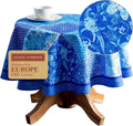 Maison d' Hermine Table Cloth Round Table 100% Cotton 63 Round Inches Tablecloth Reusable Decorative for Dining Room Farmhouse Home Valentines Day Decorations Spring Summer - Indigo Love