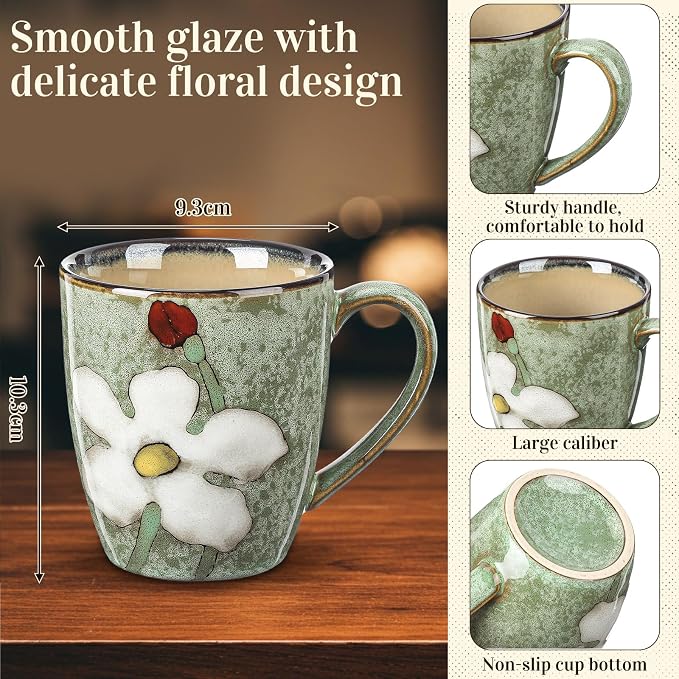 Maxdot 12oz Ceramic Coffee Mugs, Glazing Process Coffee Cup - Image 2