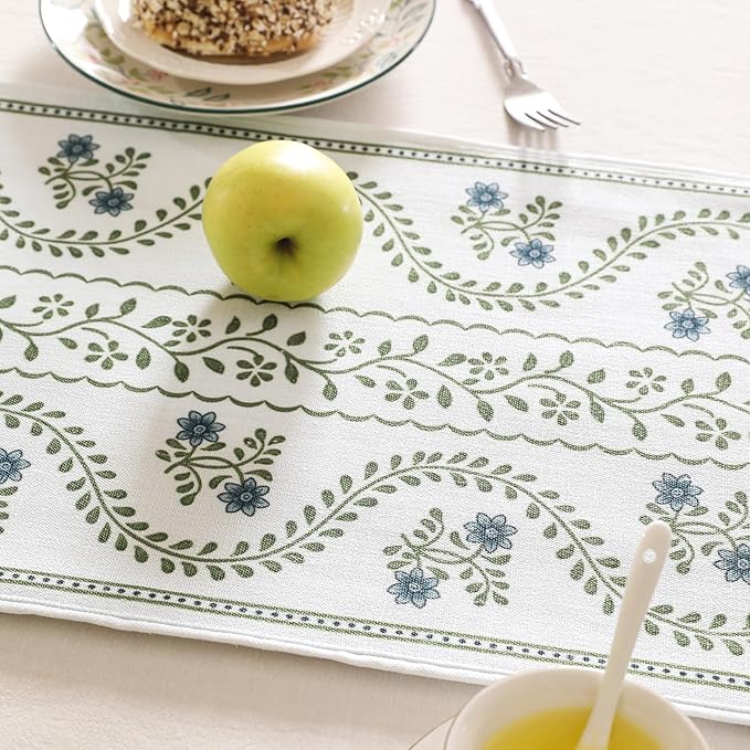 Designer French Linen Long Table Runner, Floral Pattern, Dining Table, Kitchen - Image 3