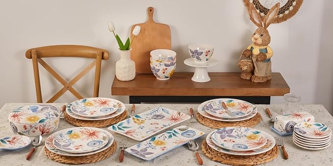 Bico Blossom Symphony Salad Plates Set of 4, 8.75 Inch Ceramic Dessert Plates - Image 7