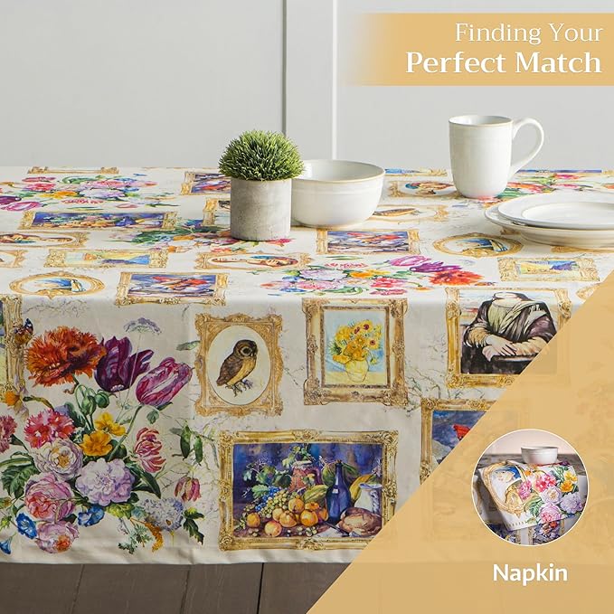 Maison d' Hermine Table Cloth Rectangle Table 100% Cotton 60 x 120 Inches Tablecloth Reusable Decorative for Dining Room Farmhouse Home Valentines Day Decorations Spring Summer - Masterpiece