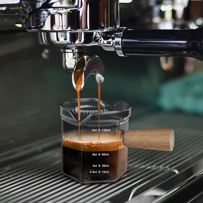 Joeyan 4 oz Grey Double Spouts Measuring Triple Pitcher Milk Cup - Image 3