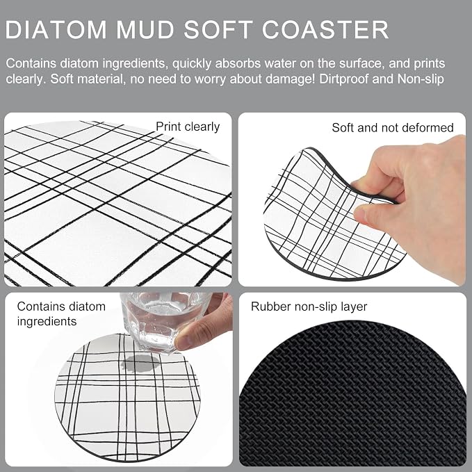 Modern Minimalist Lines Coasters Set of 6, Absorbent Coasters - Image 9