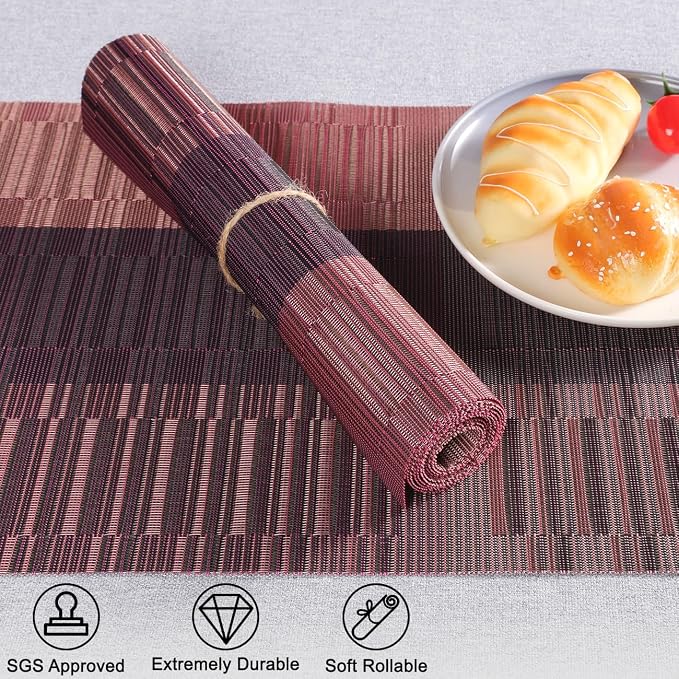 Table Runner 88 Inches Long, Vinyl Woven Farmhouse Table Runners | Washable - Image 2