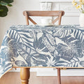 jinchan Blue Tropical Floral Linen Rectangle Table Cloth 50x70 | Vibrant by JINCHAN