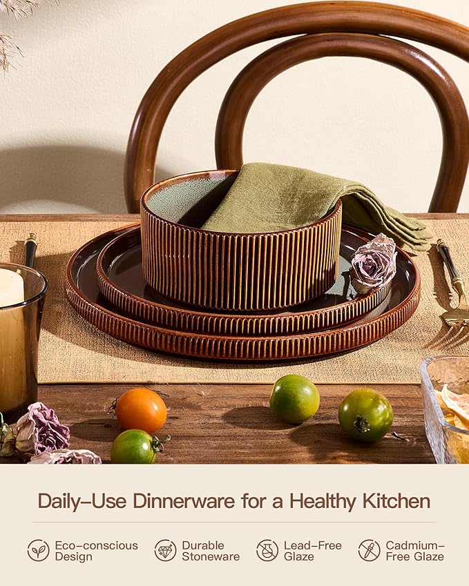Stoneware Dinnerware Sets, Reactive Glaze Dishes Set - Image 5