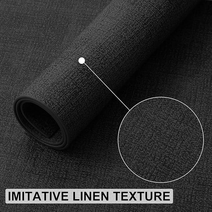 homing Faux Leather Heat Resistant Placemats 8 Packs, Waterproof Wipeable Dining PU Place Mats for Indoor & Outdoor, Easy to Clean, Black
