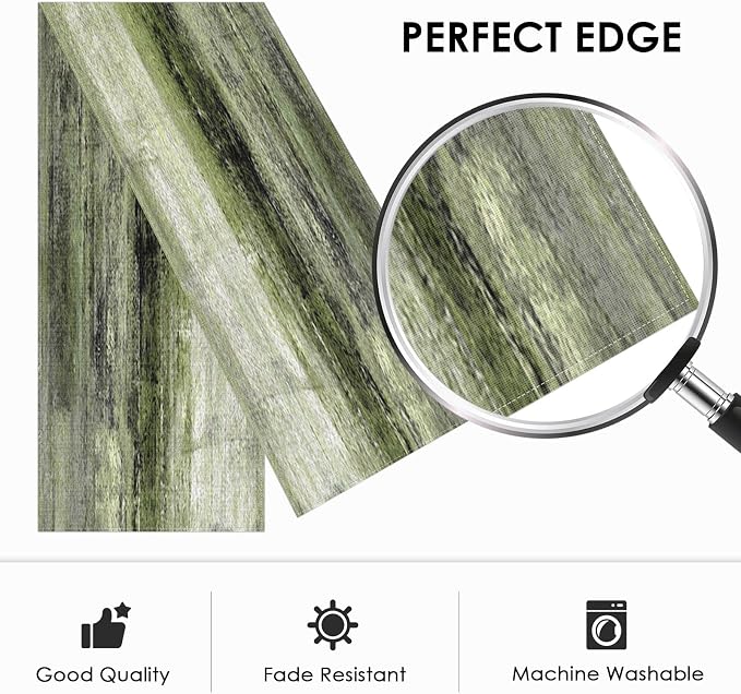 Emvency Table Runner, 13x108 Inch, Olive Green and Grey | Abstract Farmhouse - Image 3