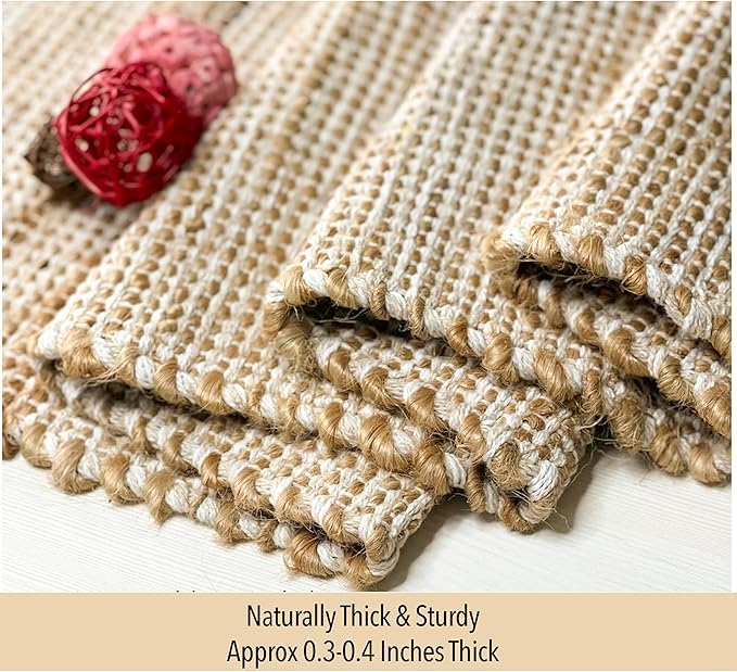 Natural Jute and Ivory Placemats, 13x19 Inch Dining Table Placemats - Image 5
