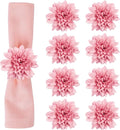 wonlex Farmhouse Flower Napkin Rings Set of 8, Faux Pink Dahlia Napkin Ring by wonlex