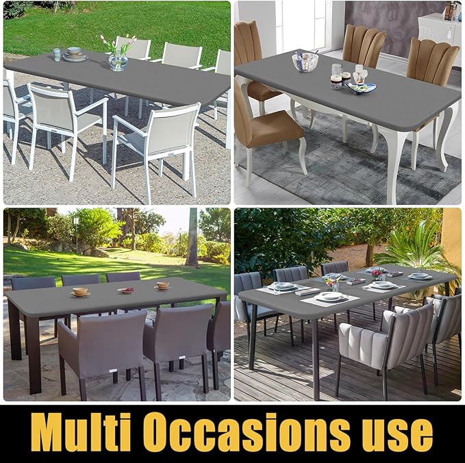 Smiry Rectangle Picnic Table Cloth, Waterproof Elastic Fitted Tablecloths for 4 Foot Tables, Washable Polyester Table Cover for Camping, Indoor and Outdoor (Grey, 30"x48")