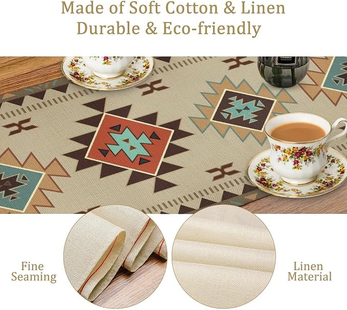 Aztec Southwest Table Runner, Ethnic Geometric Table Runners Dresser Scarves - Image 5