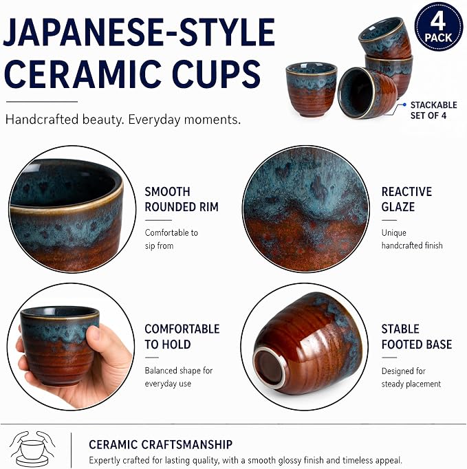 Ceramic Japanese Tea Cups, 5 oz Tea Cup, Chinese Tea Cup, Asian Teacup - Image 3