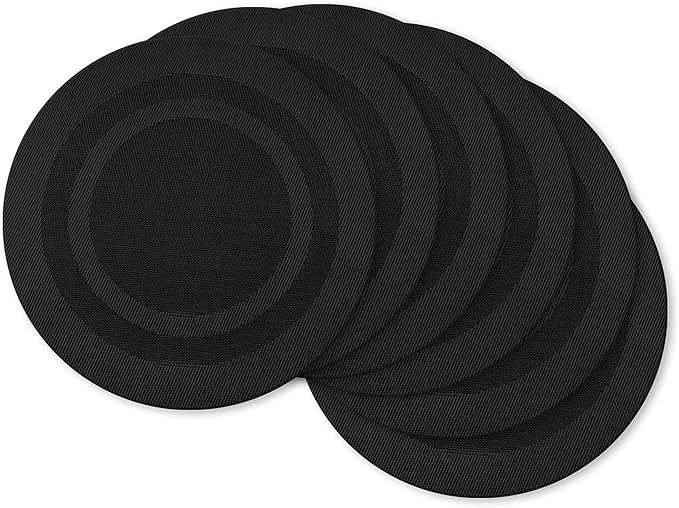 DII PVC Tabletop Collection Woven Indoor/Outdoor, Round Placemat Set, 6 Piece by DII