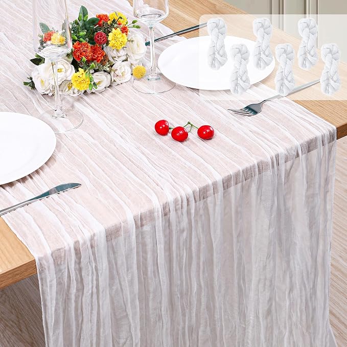 6 Pack Cheesecloth Table Runner 10Ft Christmas Gauze Boho Table Runners by Home