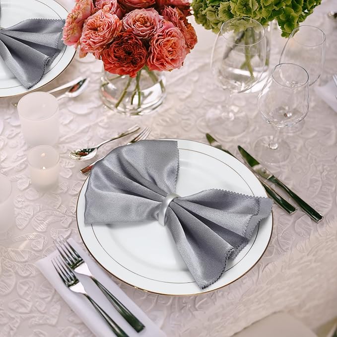 KPOSIYA Napkin Rings Set of 72, Metal Silver Napkin Rings Bulk for Table Settings, D-Shape Napkin Holders Rings for Dinner Table Decor, Easter, Fall,Thanksgiving, Christmas, Party,（Silver 72 pcs）