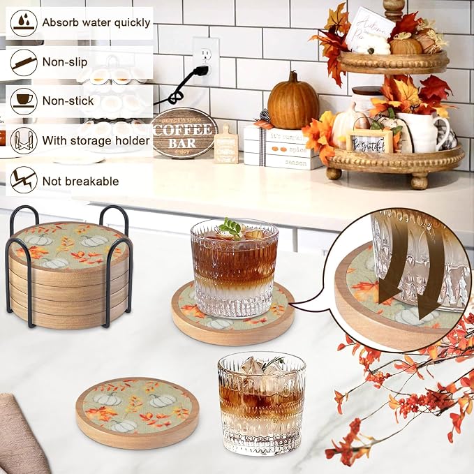 Pumpkins Coaster Set of 6 Cewiru Halloween Coasters - Image 2