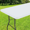 Smiry Rectangle Tablecloth, Elastic Fitted Flannel Backed Vinyl Tablecloths for 8ft Folding Tables, Waterproof Wipeable Table Covers for Indoor, Outdoor, Picnic and Camping (White, 30"x96")