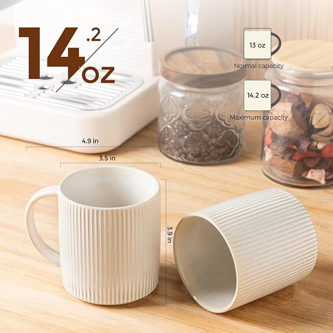 theterra Ceramic Coffee Mugs Set of 6, 14.2 oz Coffee Cups - Image 2