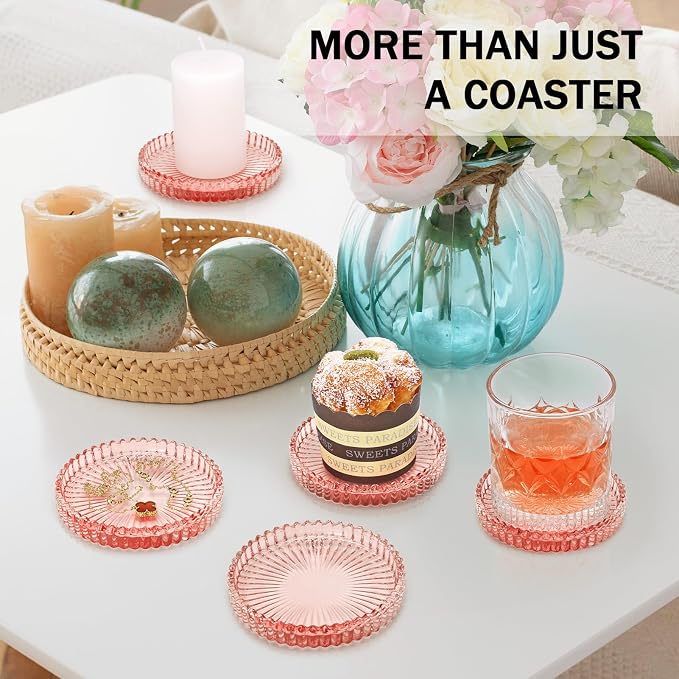 Modern Clear Glass Coasters Set of 6, Cute Coasters Table Mats - Image 5
