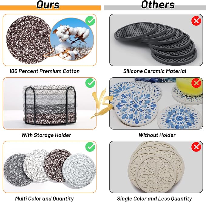 8 Pcs Coasters for Drink with Holder, 4 Colors Absorbent Coasters for Drinks - Image 4