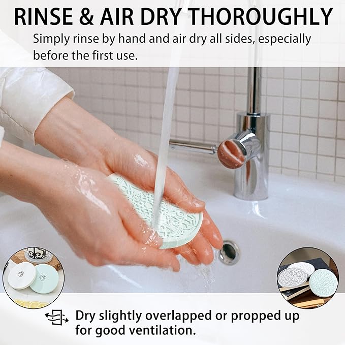 Absorbent Stone Coasters Set of 4 – Edged, Grooved, Quick-Drying Natural Diatomaceous Earth - Decor Drink Coaster for Tabletop Protection - Thirsty Stone Round 4 Inches in 4 Colors – Gift