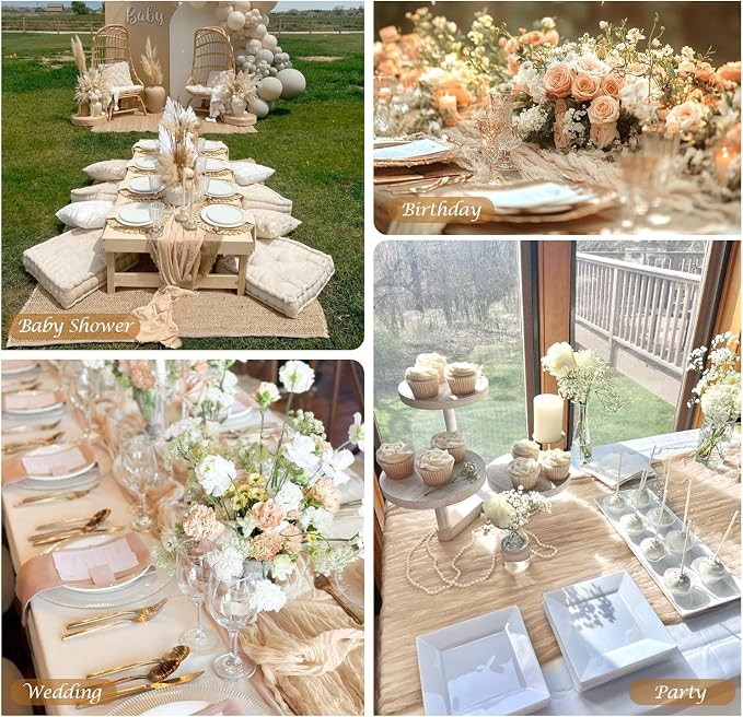 12 Pack Champagne Cheesecloth Table Runner 35x120 Inches, Summer Cheese Cloth - Image 4
