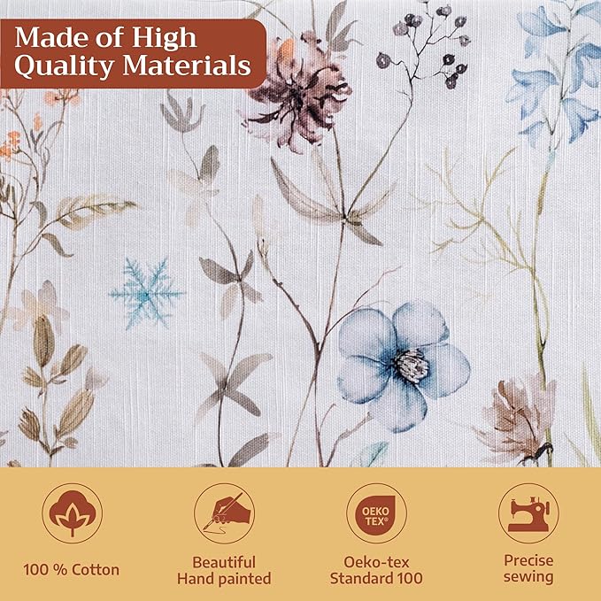Maison d' Hermine Table Cloth Square Table 100% Cotton 54 x 54 Inches Fall Tablecloth Reusable Everyday Use for Thanksgiving Christmas Decorations Dining Farmhouse Party (Ice Florals)