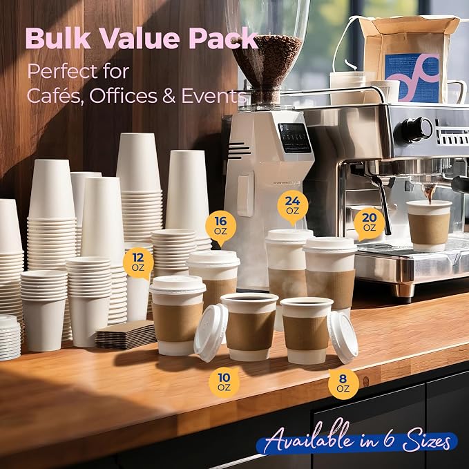 Fit Meal Prep 100 Pack 20 oz Disposable Coffee Cups - Image 7
