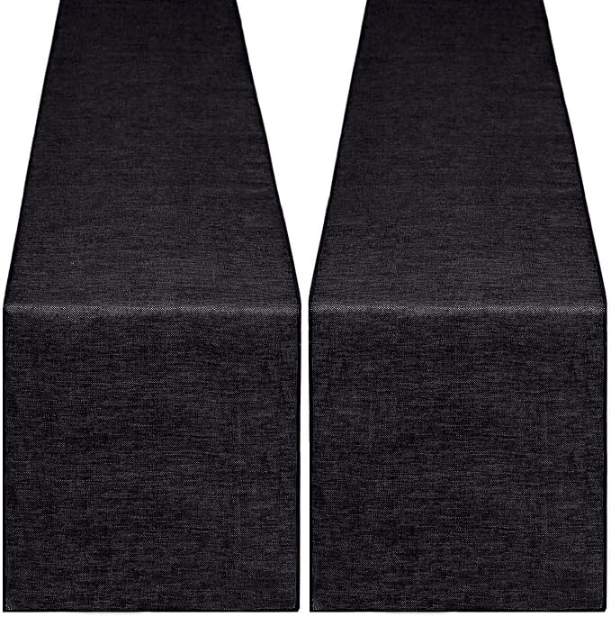 Black Burlap Table Runners 2 Packs 13x108 Inch Rustic Boho Table Runner | by B-COOL