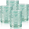 abrwyy Glassware set of 4, Vintage Drinking Glasses, 10oz Heavy Duty Glass Cups by abrwyy