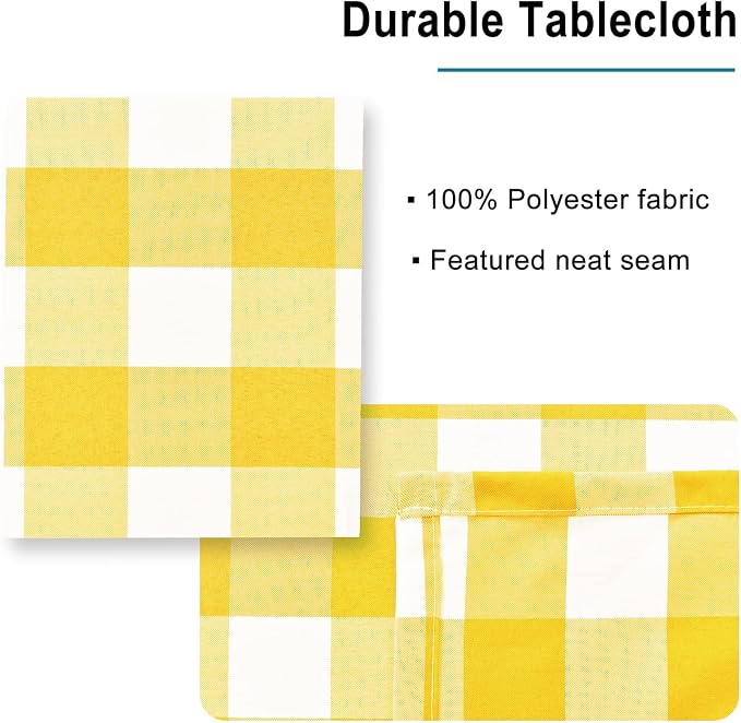 Checkered Tablecloth Square, 70 x 70 Inch - Image 4