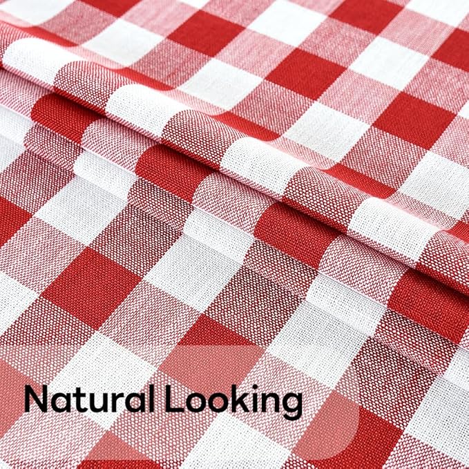 Gingham Tablecloth Rectangle Table Cloth Heavy Duty Cotton Checkered Table Cover for Spring Picnic Kitchen Dining(C-Red, 52x98 inch)