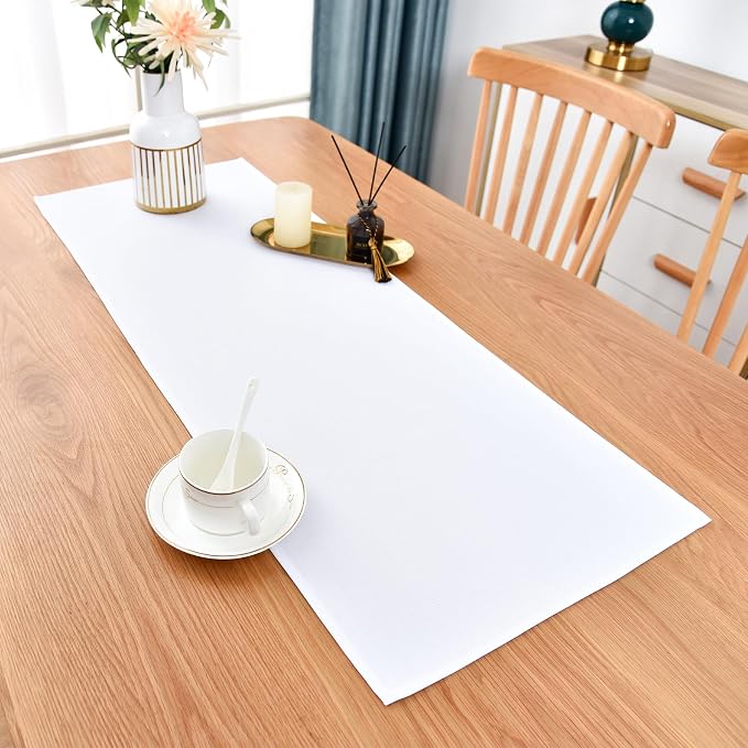 Farmhouse White Table Runner Small Short Table Runners 36 Inches Coffee Table - Image 2